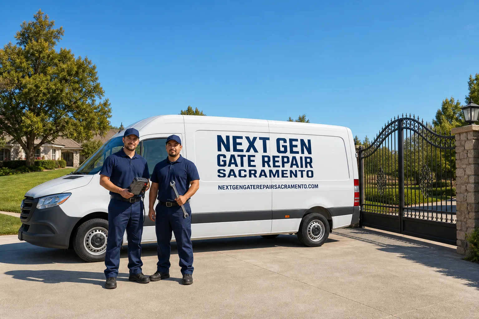 Next Gen Gate Repair Sacramento service vehicle and crew in Sacramento, CA
